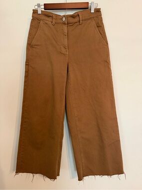Wide Leg Cropped Pants in Warm Brown